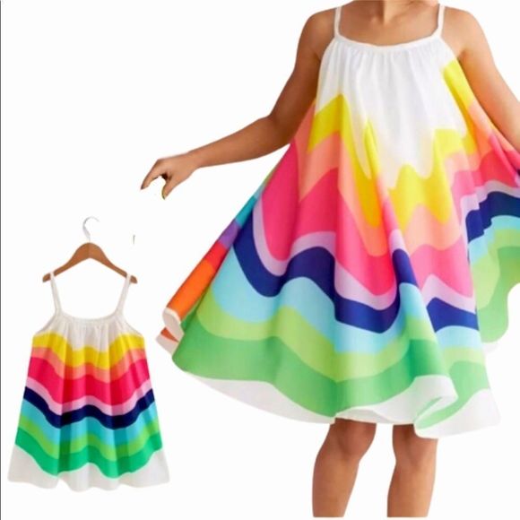 Rainbow Chevron Stripe Sun Dress 1-2y 3-4y 5-6y - Picture 1 of 8